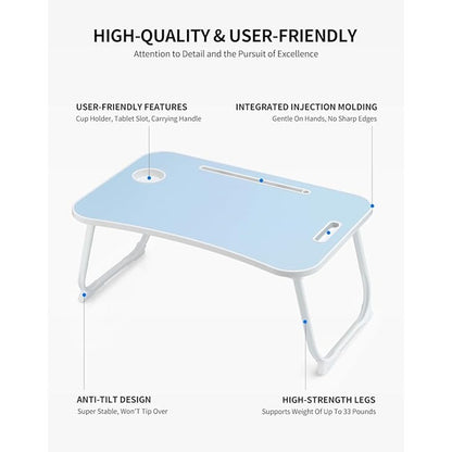 New Laptop Bed Desk Foldable Lap Table Stand with Cup Holder & Tablet Slot