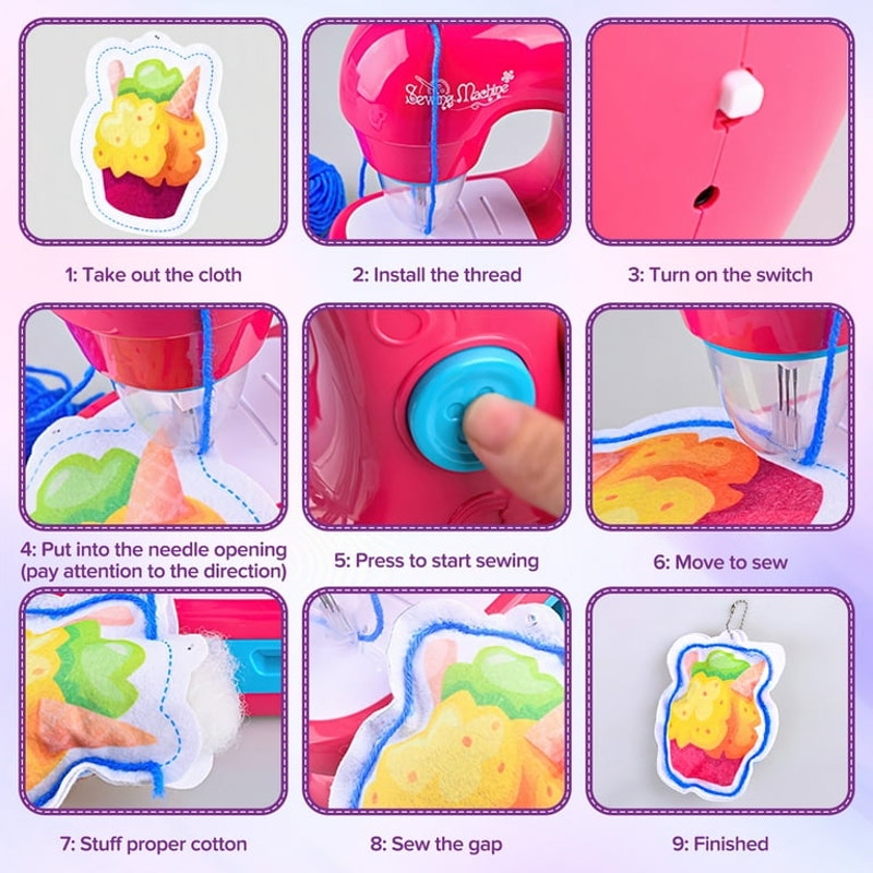 Sewing Machine Toy Kit for Kids, Sewing Machine with Fabric Sewing Kit.