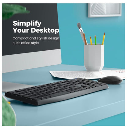 Wireless Keyboard and Mouse Combo, 2.4G Full-Sized Ergonomic Keyboard