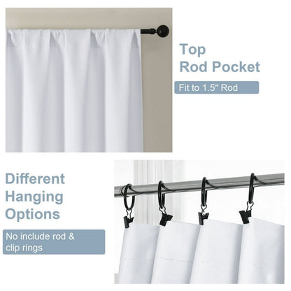 Pure White Curtains 80x54 In 2 Panels Set Light Blocking