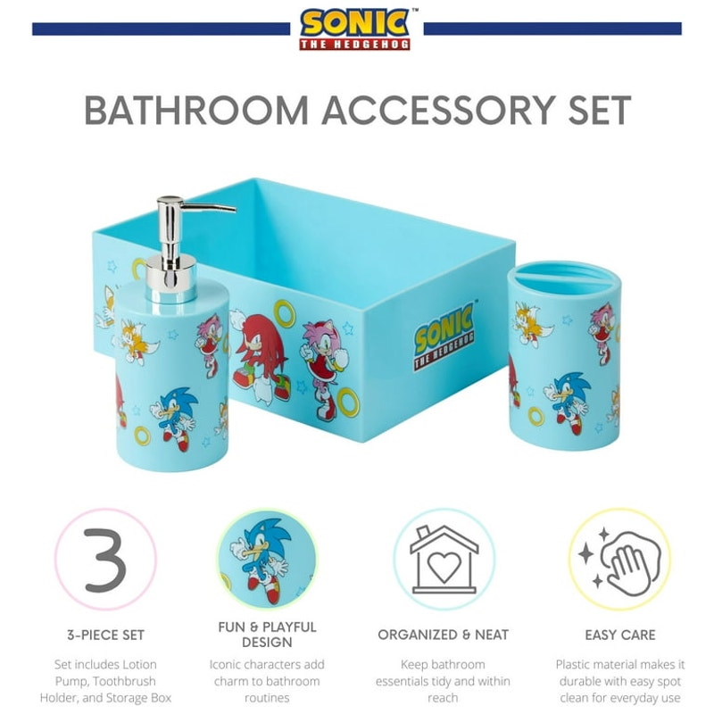 Sonic the Hedgehog 3-Piece Bathroom Accessory Set
