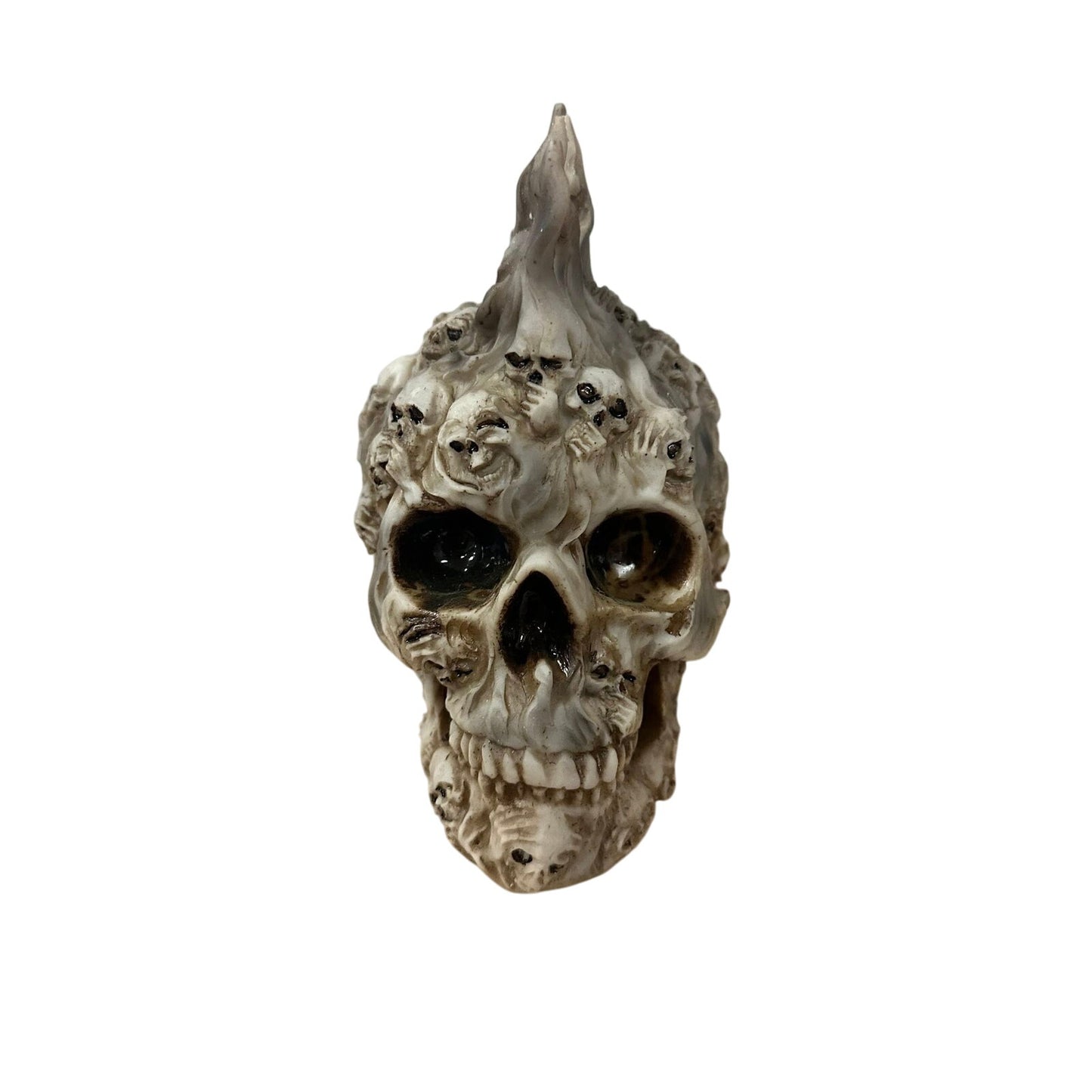 Ebros Large 8" Tall Ossuary Lost Souls Spirit Skull With Fire Mohawk Figurine