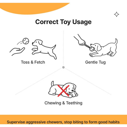 Potaroma 5.9-in Durable Squeaky Dog Ball Toy with Cotton Tug Loops