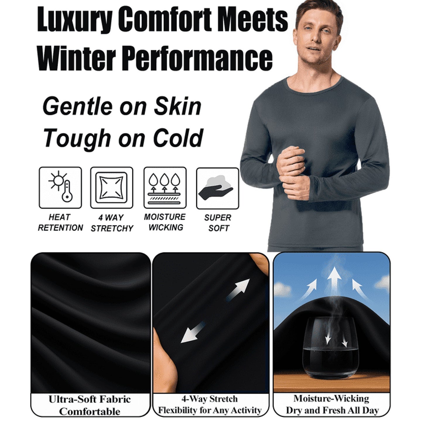 Thermal Underwear Long Johns for Men's (or Big Boys) Size XS Extra Small