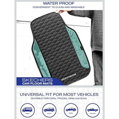 Skechers Leather Car Floor Mats Anti-Slip Pad Universal Waterproof 4pc