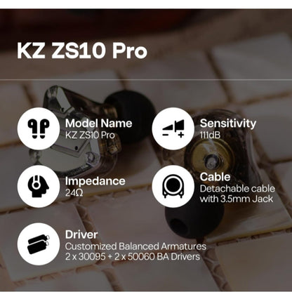 KZ ZS10 Pro 4BA+1DD 5 Driver in Ear Monitor HiFi Wired Earbuds Gaming Earbuds