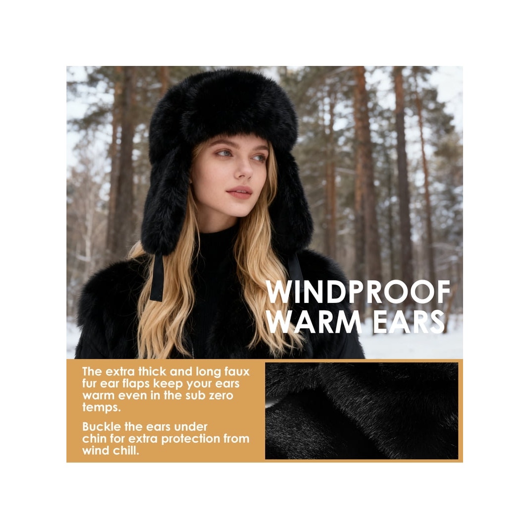 Unisex Winter Trapper Hat Warm Ear Flaps Hat for Cold Weather