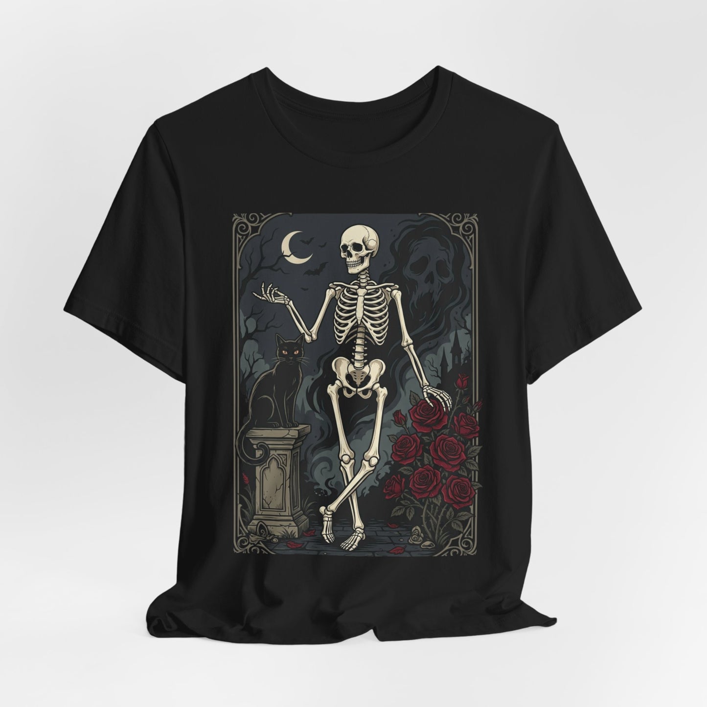 Skeleton Vintage Tarot Tee – Retro Gothic Skull Shirt