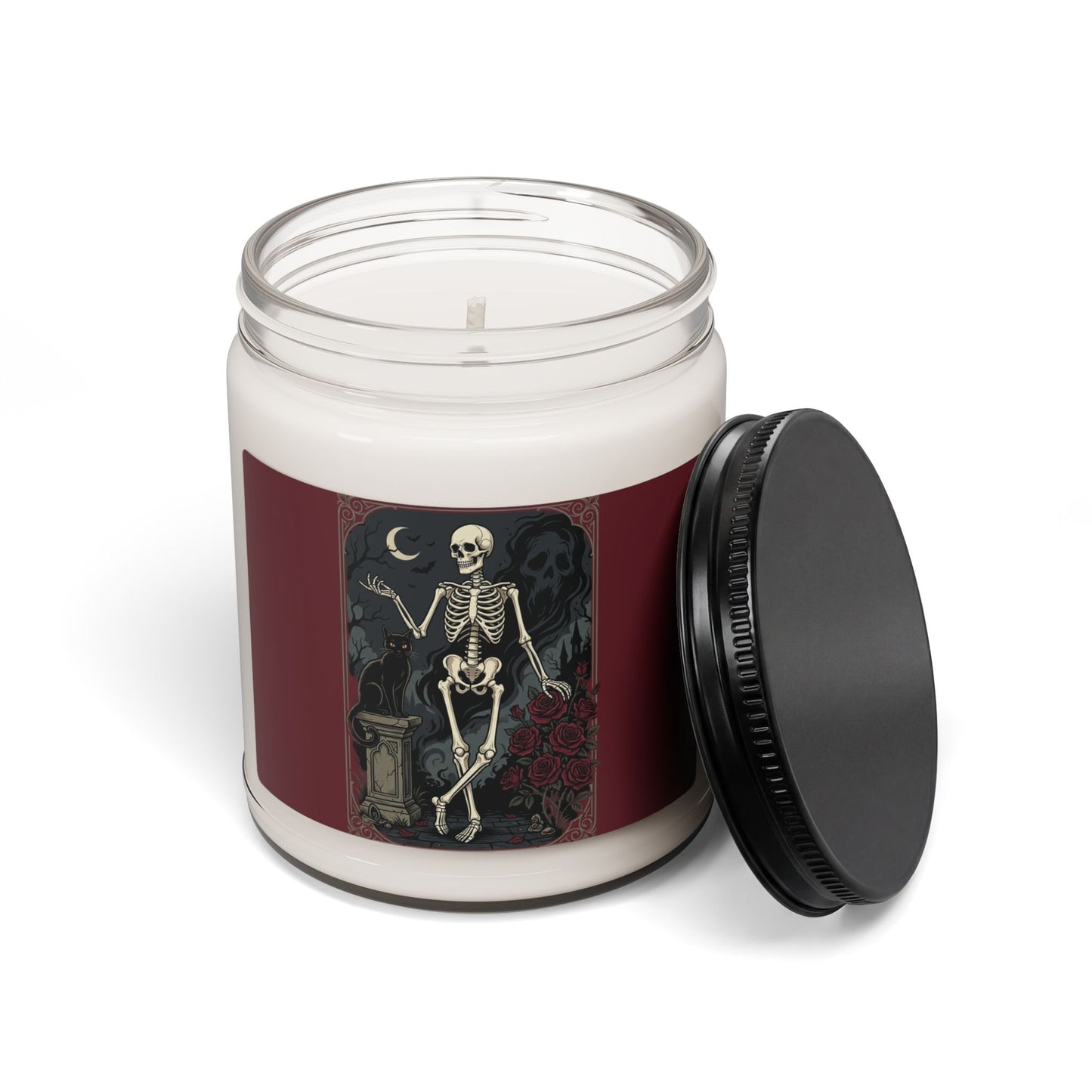 Skeleton & Roses Scented Soy Candle — 9oz Gothic Halloween Décor