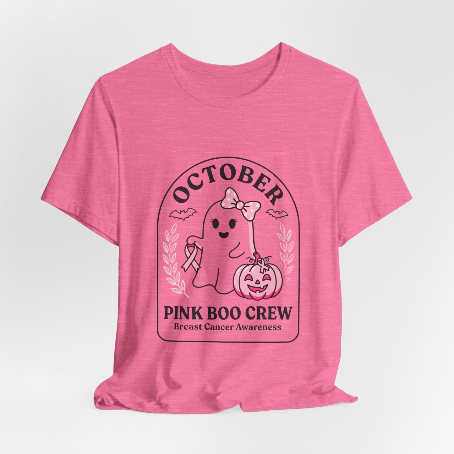 Pink Boo Crew Ghost Tee | Breast Cancer Awareness Ribbon, October Pink