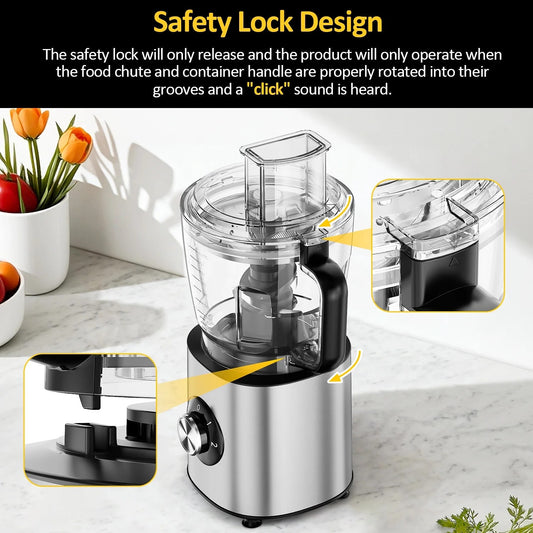 6-in-1 Food Processor, 10 Cup 1000W Electric Vegetable Chopper, Multifunc