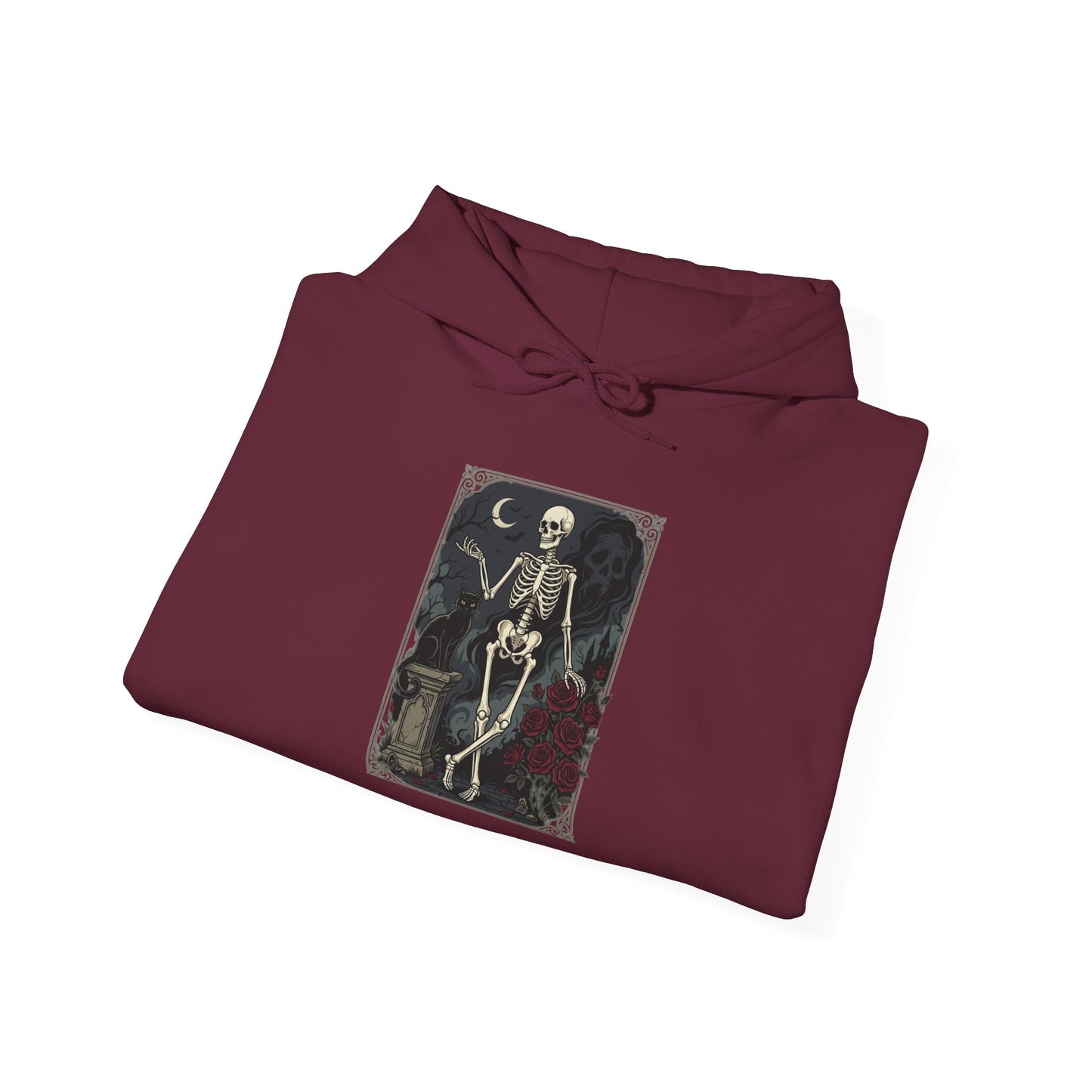 Gothic Skeleton Art Hoodie — Vintage Memento Mori Skull Design