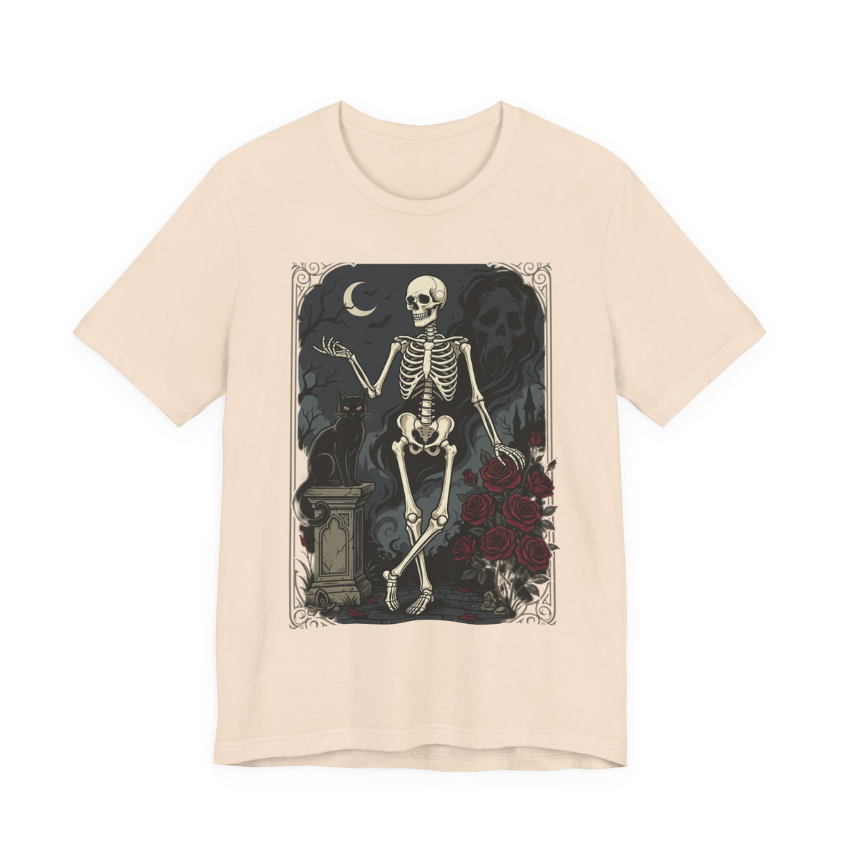 Skeleton Vintage Tarot Tee – Retro Gothic Skull Shirt