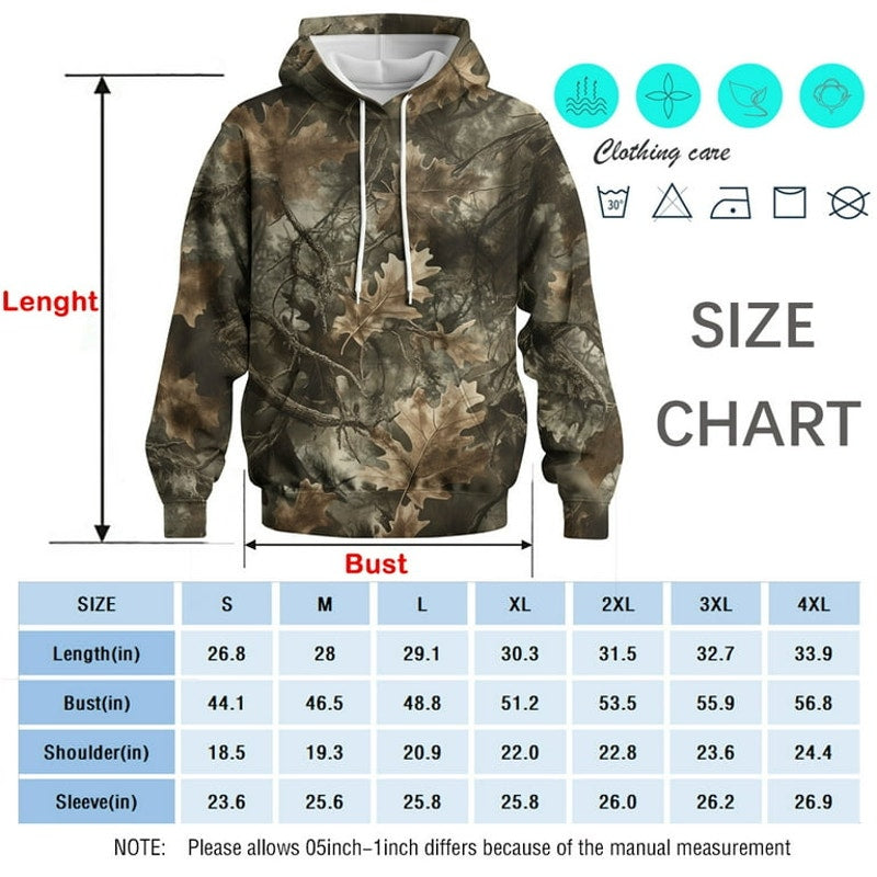Men's M Camo Oak Leaf Hoodie 3D Size Medium
