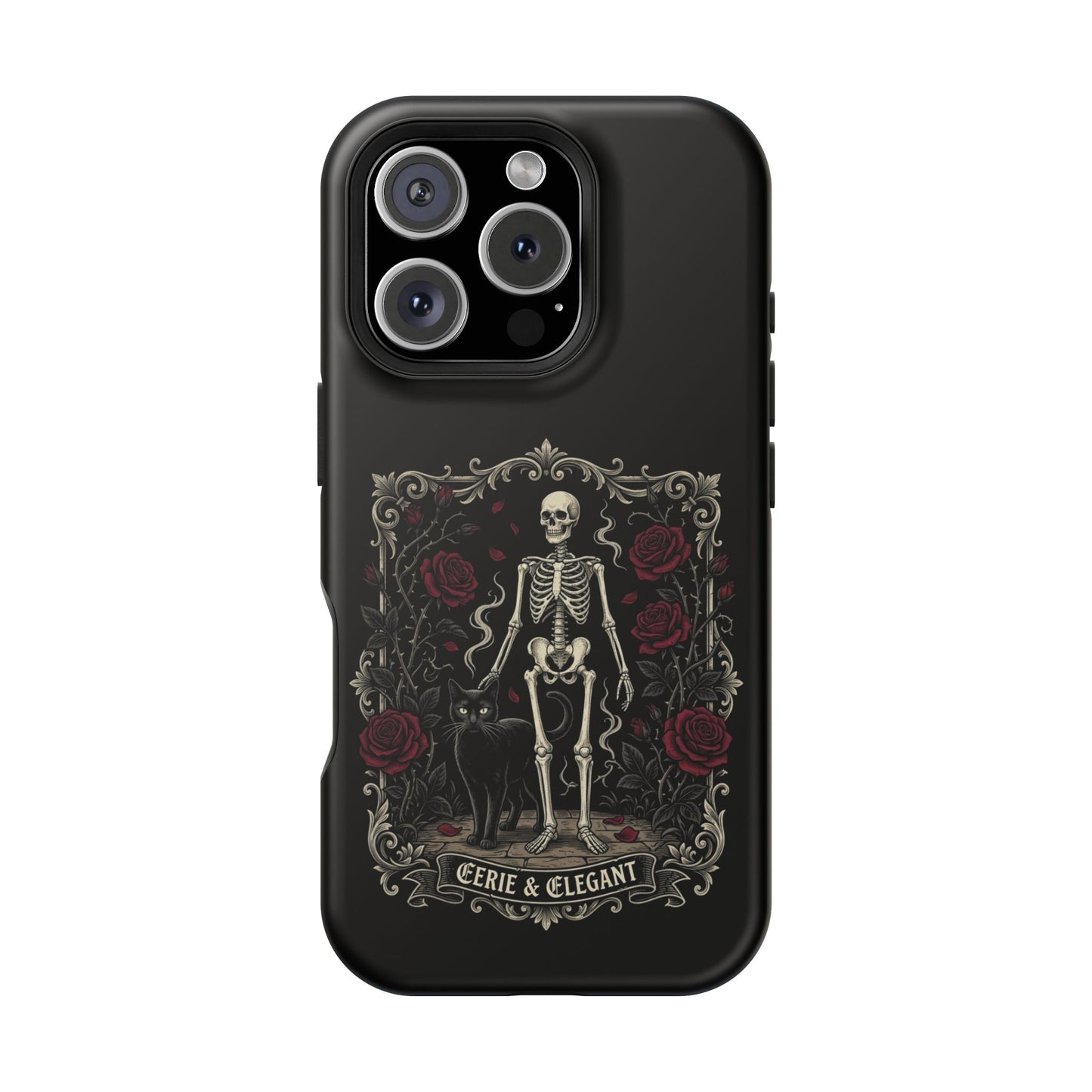 Eerie & Elegant Skeleton Phone Case — Magnetic Impact-Resistant