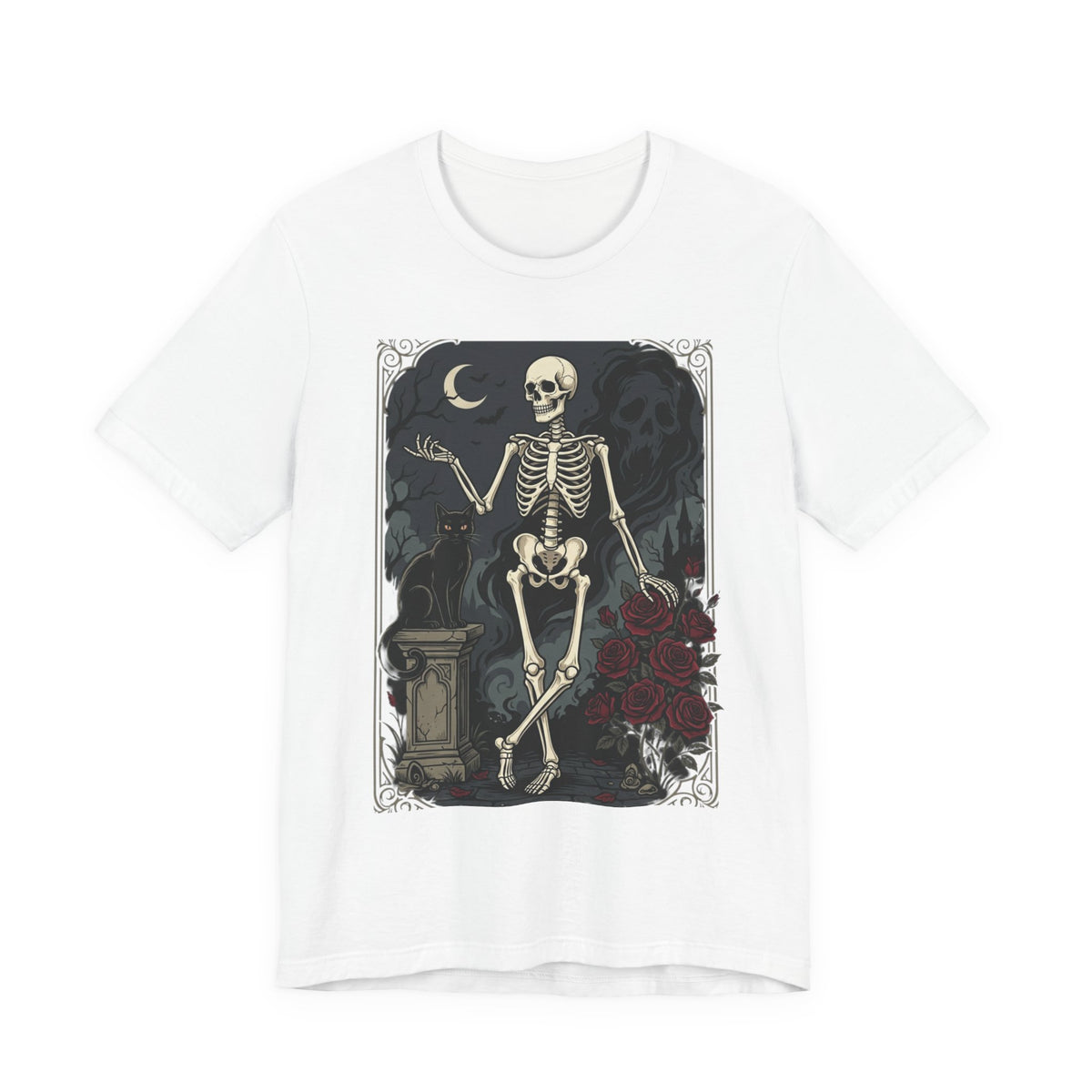 Skeleton Vintage Tarot Tee – Retro Gothic Skull Shirt