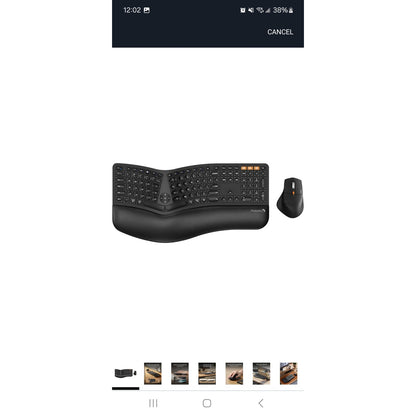 Ergonomic Wireless Full Size Keyboard & Mouse Bluetooth Split Design Wrist Rest Rechargeable