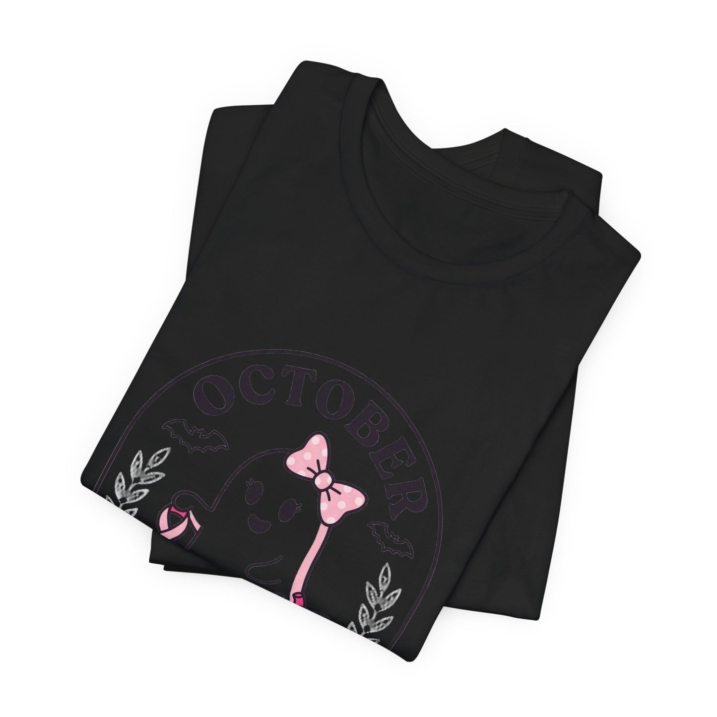 Pink Boo Crew Ghost Tee | Breast Cancer Awareness Ribbon, October Pink