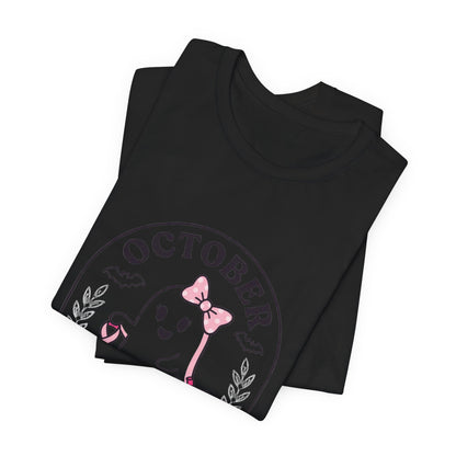 Pink Boo Crew Ghost Tee | Breast Cancer Awareness Ribbon, October Pink