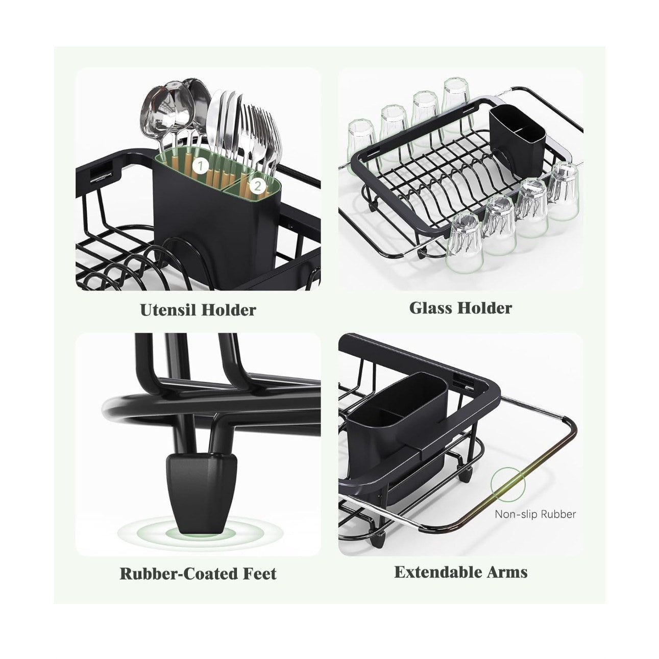 New Expandable Dish Drying Rack - Black