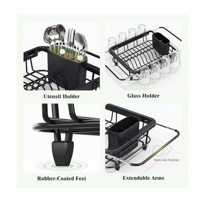 New Expandable Dish Drying Rack - Black