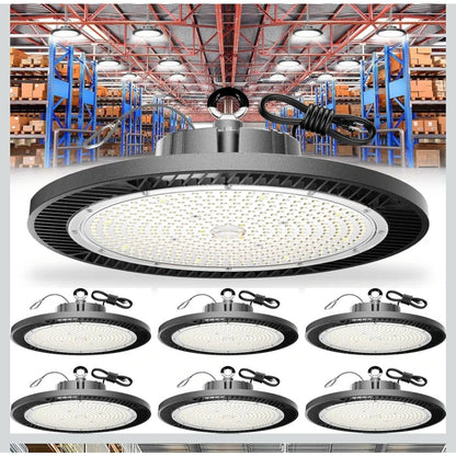 6 Pack LED High Bay Shop Light Brightness 250W 100V-277V IP65 Waterproof 5000K