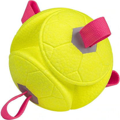 Potaroma 5.9-in Durable Squeaky Dog Ball Toy with Cotton Tug Loops