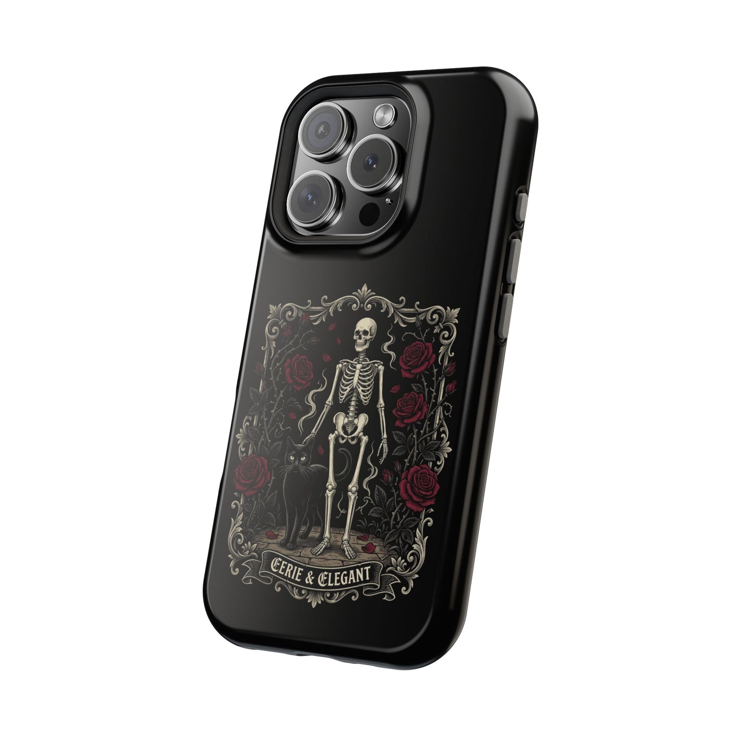 Eerie & Elegant Skeleton Phone Case — Magnetic Impact-Resistant