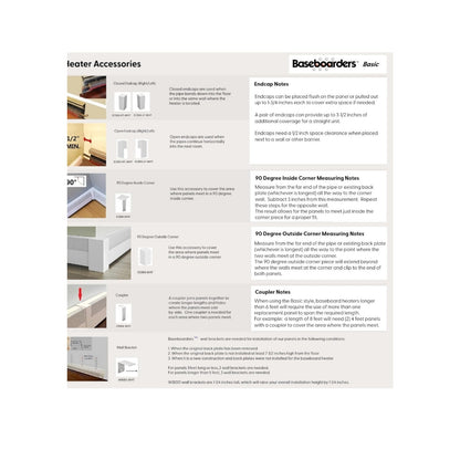 4 ft Galvanized Steel Slip-On Baseboard Heater Cover w/ Endcaps for Hydronic Water Systems White