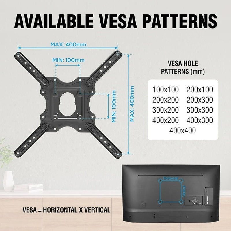 Full Motion TV Wall Mount Bracket for 26–75 in TVs, Tilt and Swivel