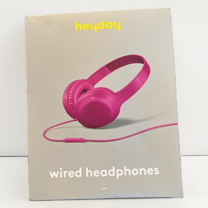 Heyday Wired Headphones for Kids Pink 3.5mm Aux Cable Microphone Remote
