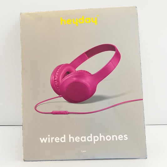 Heyday Wired Headphones for Kids Pink 3.5mm Aux Cable Microphone Remote