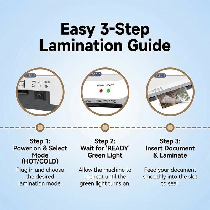 Laminator Machine, A4 Laminators Hot & Cold w/ 15 Laminating Sheets and Trimmer