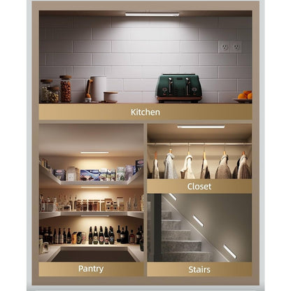 Set of 6 12in Under Cabinet Magnetic Rechargeable Motion Sensor Light