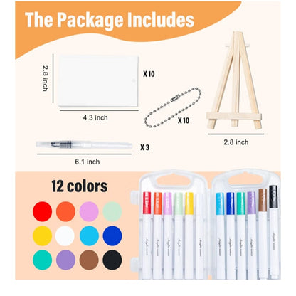 Magic Puffy Paint 3D Foam Texture Painting Kit Drawing Canvas Sponge 12 Color Brush Tip