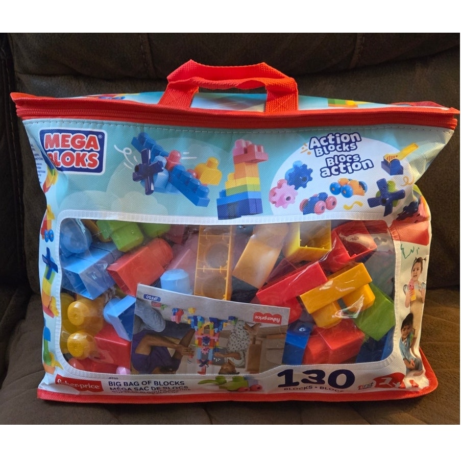 MEGA BLOKS First Builders Big Bag of Blocks Toy Blocks with Storage Bag 130pc