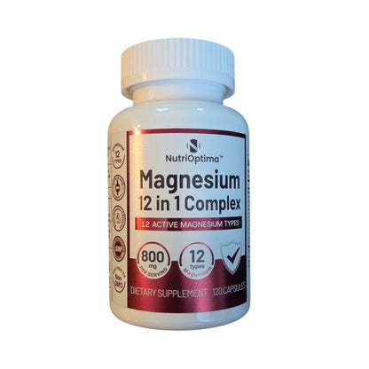 NutriOptima Magnesium 12 in 1 Complex 120 Capsules 800mg 12 Types of Magnesium exp 11/27