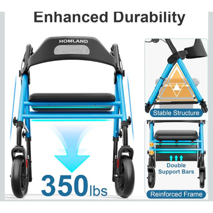 Foldable Rollator Walkers with Seat for Seniors