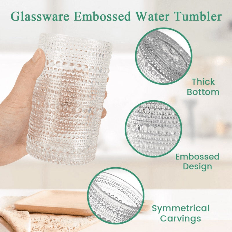 14 oz Vintage Hobnail Drinking Glasses Set of 6