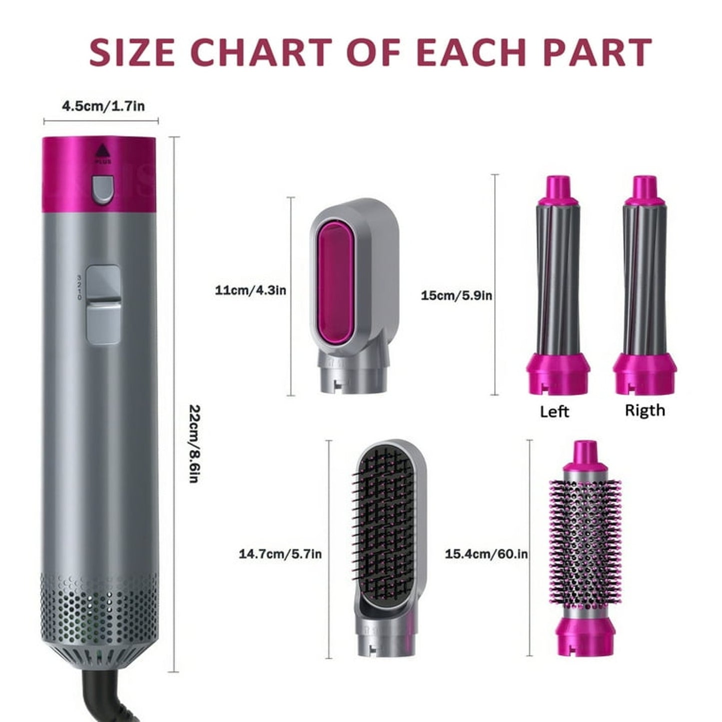 Hair Dryer Brush Set,5 in 1 Hot Air Brush Negative Ionic Hair Styling