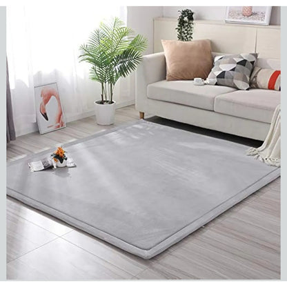 Coral Velvet Crawling Rug & Play Mat 6'8"x 6'8" Gray Baby Toddler, Yoga Exercise