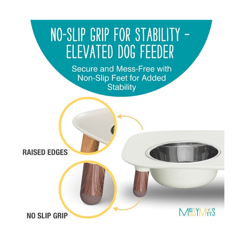 Messy Mutts Elevated Double Feeder with Stainless Bowls
