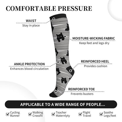 Cats Compression Socks Women Men 15-20mmHg Athletic Running Cycling One Size Cat