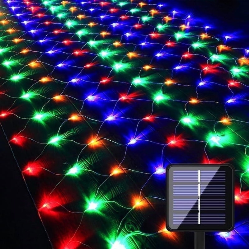 Solar Net Mesh Light 9.8ft x 6.6ft 192 LED, Waterproof Outdoor Net Light with 8 Modes