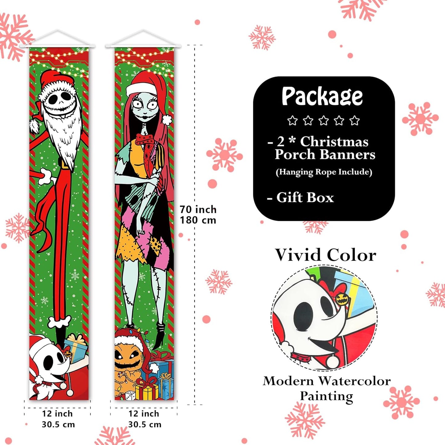 Nightmare Before Christmas Jack & Sally Porch Door Wall Panel Banners Decor