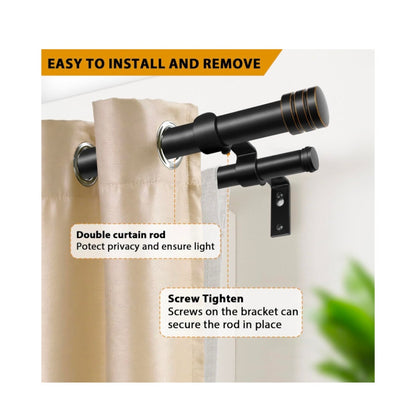 1 Inch Double Curtain Rods for Windows 32 to 144 Inch,