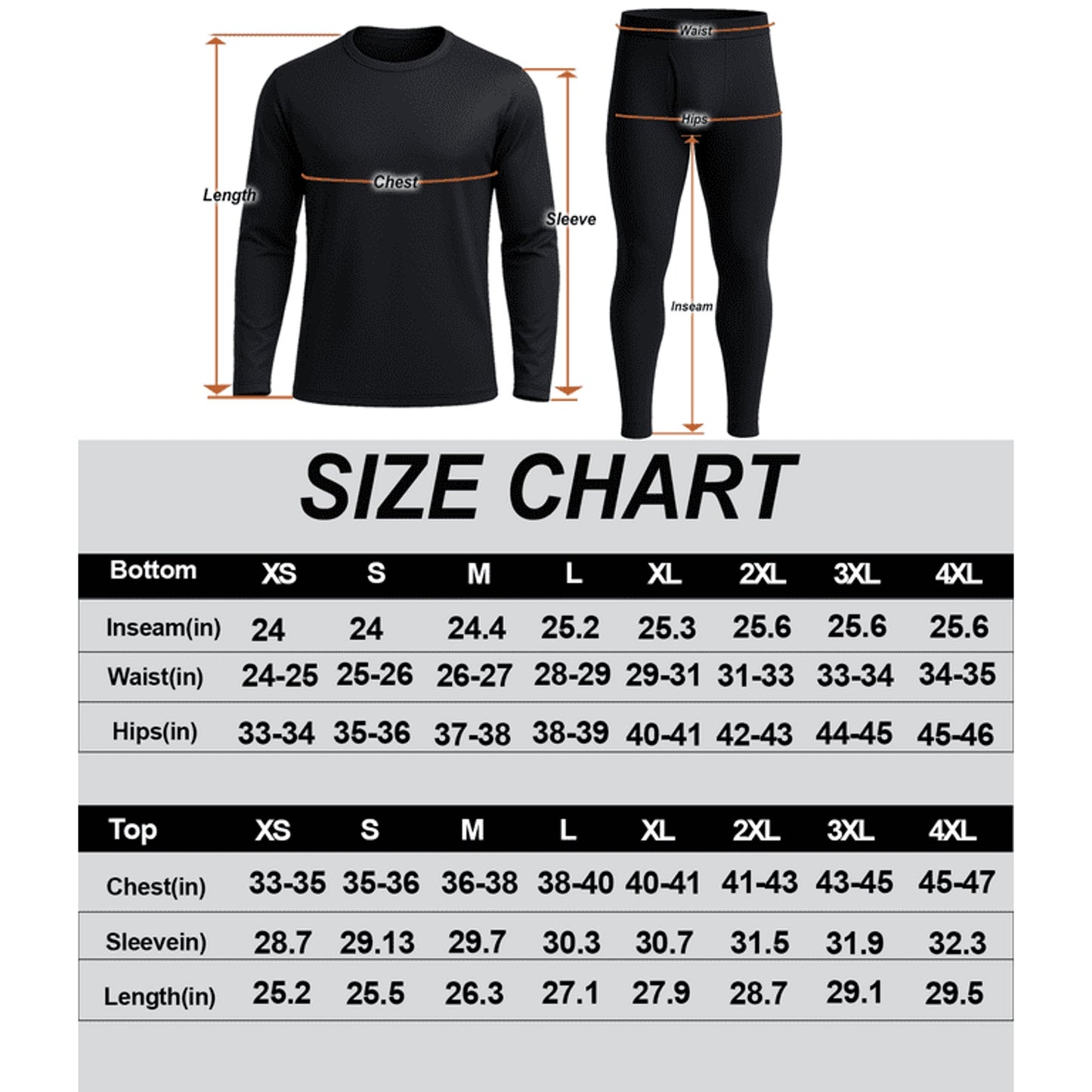 Thermal Underwear Long Johns for Men's (or Big Boys) Size XS Extra Small