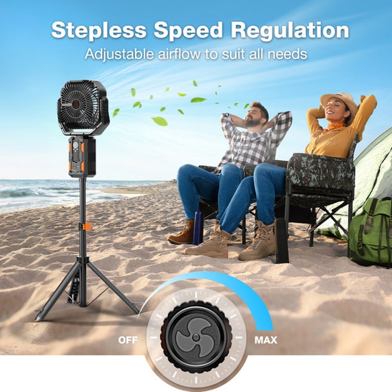 Pink Oscillating  Camping Fan with Adjustable Stand and Remote