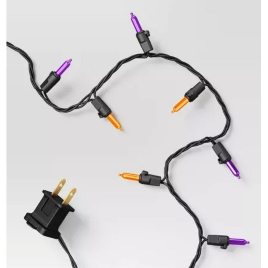 New 100ct LED Halloween Indoor Outdoor Miniature String Lights Orange & Purple
