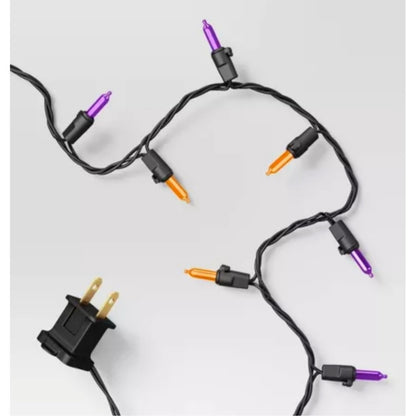 New 100ct LED Halloween Indoor Outdoor Miniature String Lights Orange & Purple